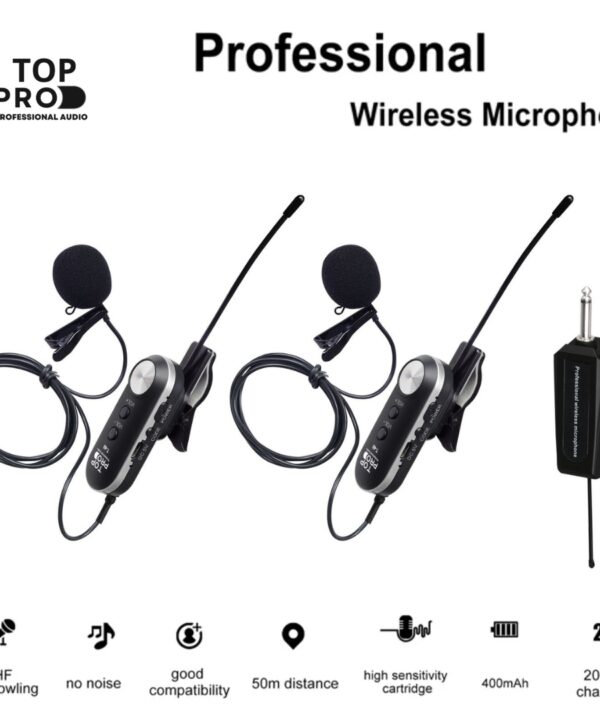 TOP PRO T-4II DUAL WIRELESS LAPEL MICROPHONE
