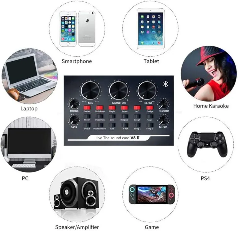 V8II USB LIVE SOUND CARD AUDIO MIXER