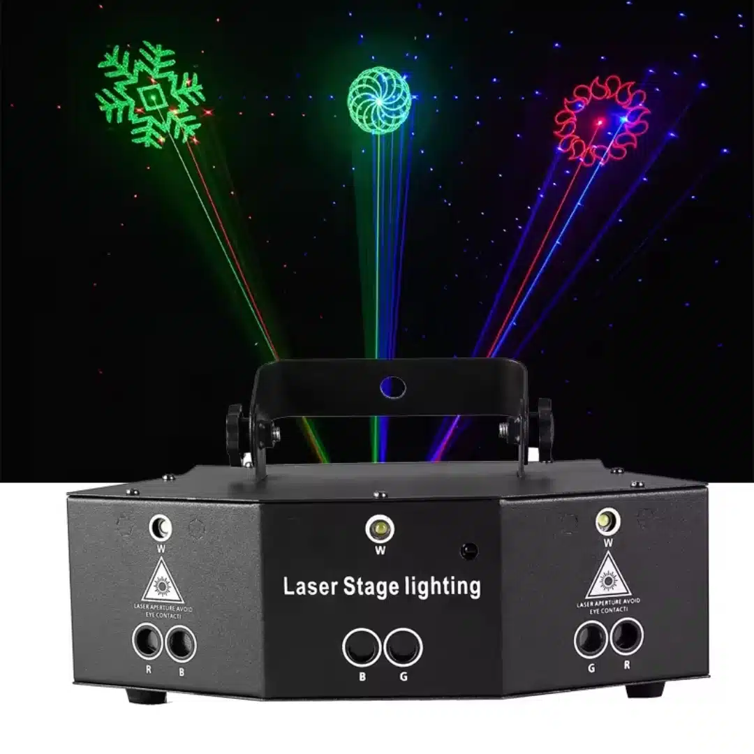 TOP PRO Pattern Flash RGB Animation Laser Light 9 Lens