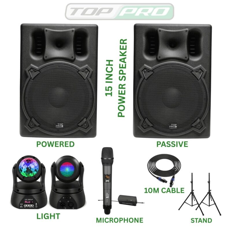 TOP PRO Powered Passive Speaker and Light Set