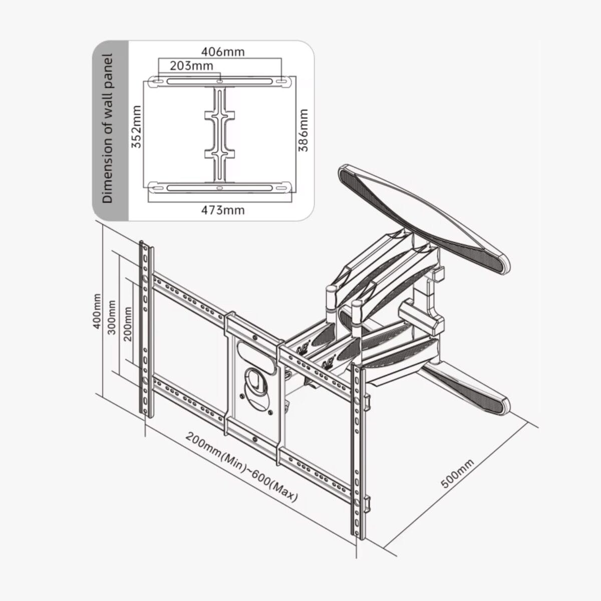 TOP PRO P65 Folding Wall Mount TV Stand For 55 to 85 Inch TVs Telescopic Rotating Frame Adjustable Universal TV Stand Full Motion TV Mount - Image 5