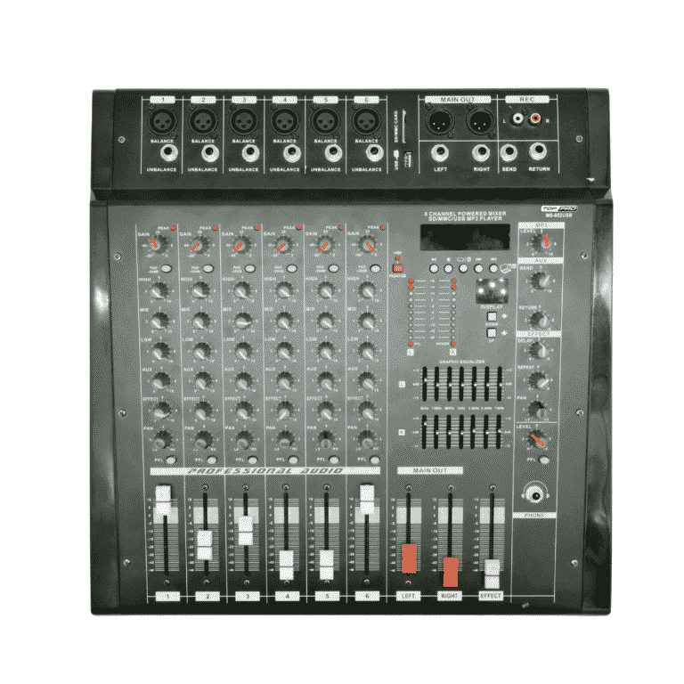 TOP PRO MS-602USB AUDIO POWER MIXER 6 CHANNEL